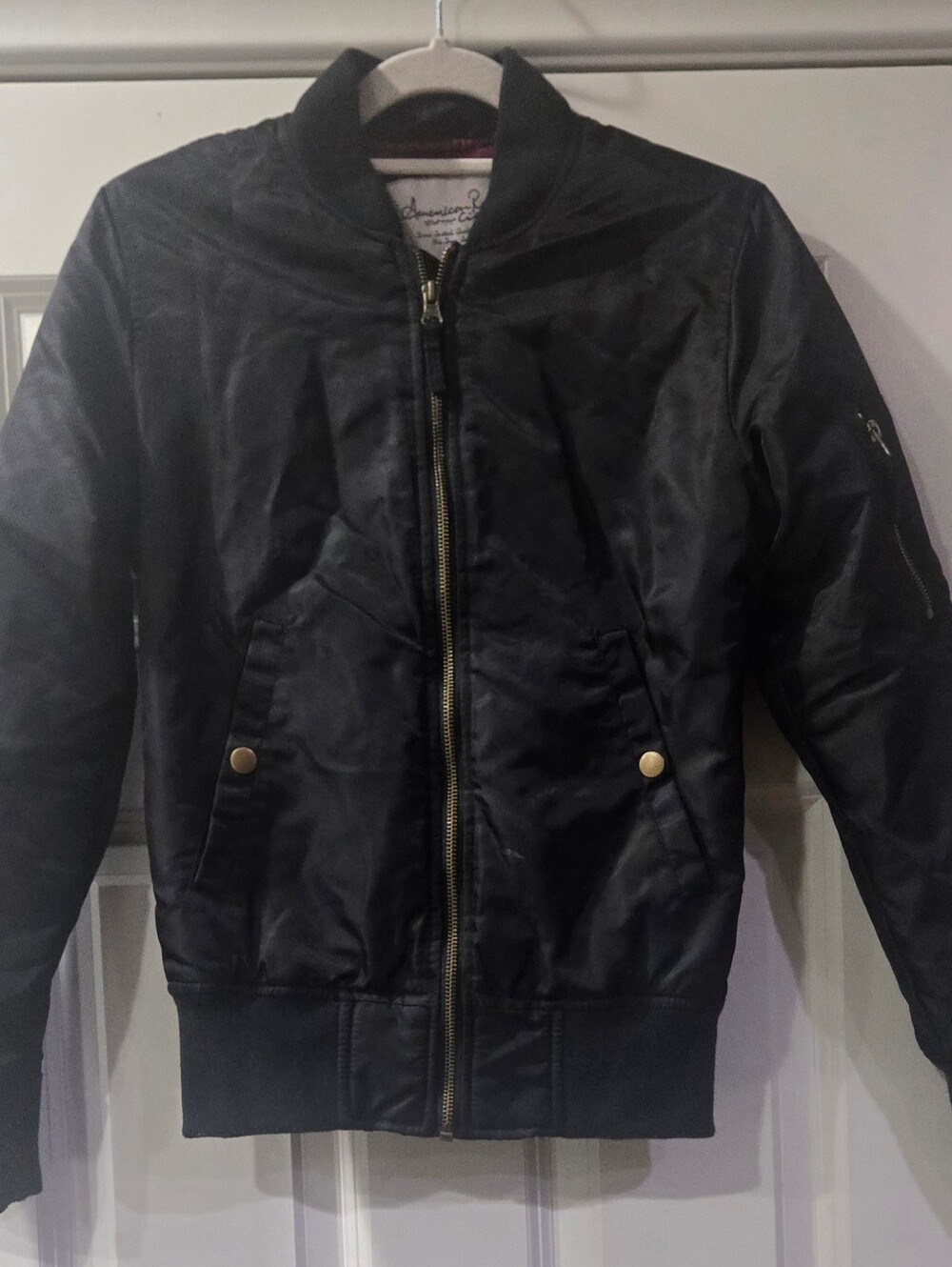 American Rag Black Bomber Jacket with Brass Hardware